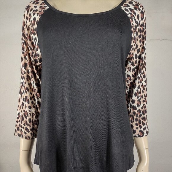 Betsey Johnson black animal print lace heart long sleeve shirt blouse Medium - Picture 1 of 7